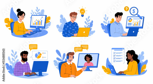 Diverse Professionals Analyzing Data and Collaborating Online Using Digital Tools