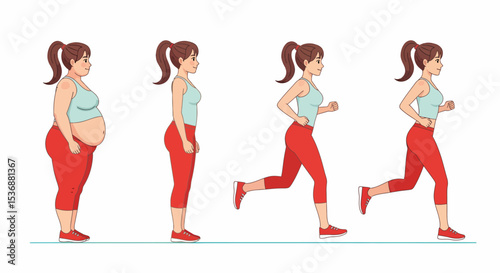 Transformation Woman Weight Loss Fitness Progress From Overweight To Fit