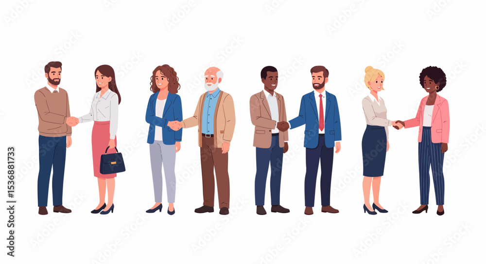 Fototapeta premium Diverse Business People Team Engaging Handshake in Workplace Collaboration