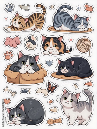 Cute Cat Illustrations:  A Collection of Charming Kitten Drawings for Design Projects AI generated