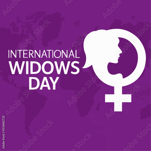 International Widows Day observed every year in June. Template for background, banner, card, poster with text inscription.