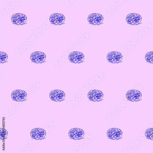 Seamless Mediterranean Food Textile Print Pattern. Travel Vacation Rest Theme. Summer Resort Fabric Swatch Doodle Line Hand Crafted Decoration. Simple Line Art Sketch Outline Drawing.