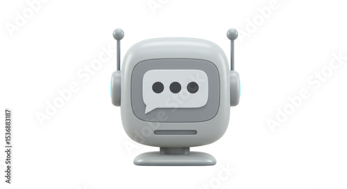 Isolated Chatbot Robot Head with Speech Bubble Icon