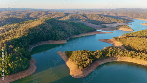 Quadro su tela Mount Bold Reservoir Lookout, Kangarilla, South Australia: Aerial Drone Image Fe