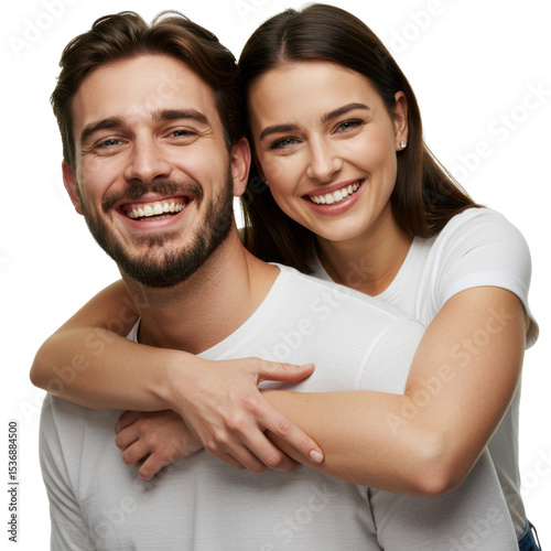 Happy couple embracing isolated on transparent background