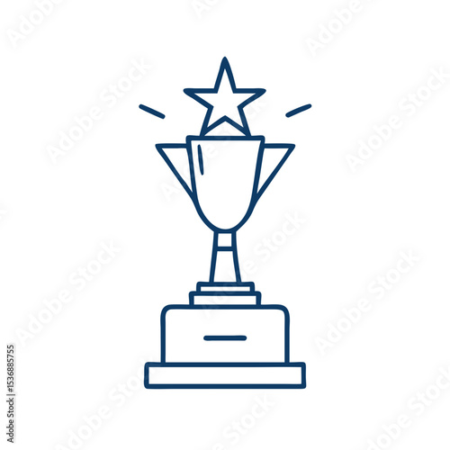 Champion’s trophy with star on a pedestal, symbolizing victory in sports, perfect for awards, recognition, and celebratory events
