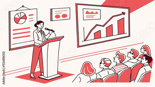 Business Presentation with Speaker and Audience.