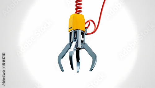 A yellow claw machine isolated on white background