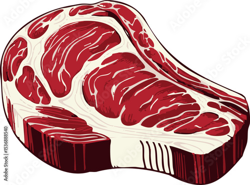 BBQ Meat Steak Sign – Juicy Grilled Beef Illustration for Barbecue Menus, Outdoor Cooking Events, Restaurant Branding, and Summer Food Promotions with Rustic Smokehouse Aesthetic.