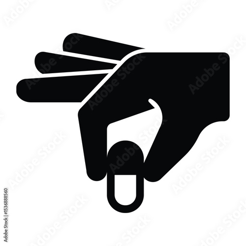 Hand with capsule solid icon, pharmacy concept. Vector graphics. Taking drug, medicine sign on white background, style mobile or design.