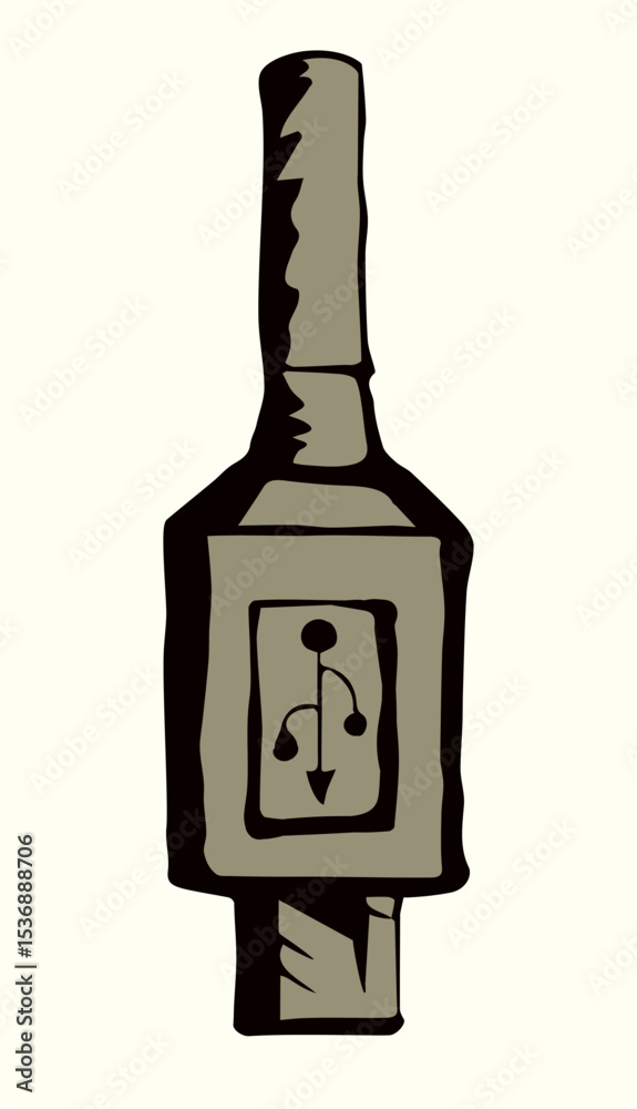 Obraz premium Cord for charging the phone. Vector drawing