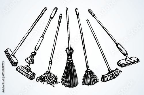 Long Home Mop. Vector drawing