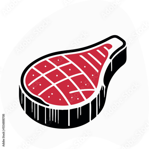 BBQ Meat Steak Sign – Juicy Grilled Beef Illustration for Barbecue Menus, Outdoor Cooking Events, Restaurant Branding, and Summer Food Promotions with Rustic Smokehouse Aesthetic.