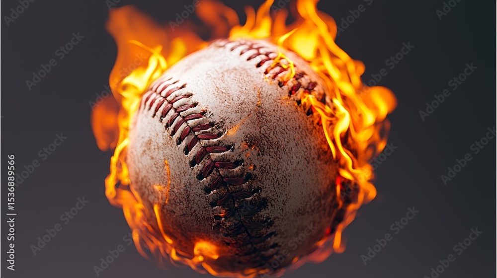 Flaming Baseball Burning Sports Equipment Intense Fire Flaming Baseball Burning Sports Equipment Intense Fire
