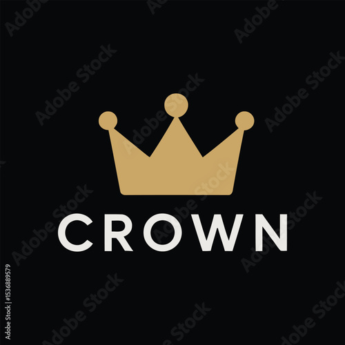 Elegant gold crown logo with modern typography on black background design concept