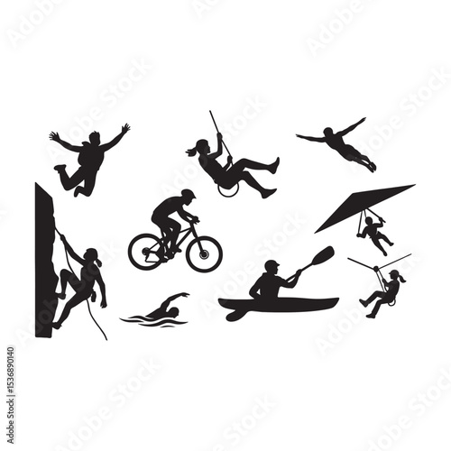 Black Silhouette of Various Action Sports Activities