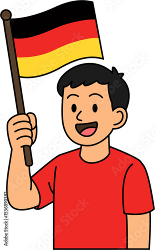 A man is holding the German flag