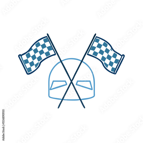 Racing helmet with crossed flags, perfect for motorsport events, racing themes, and victory celebrations