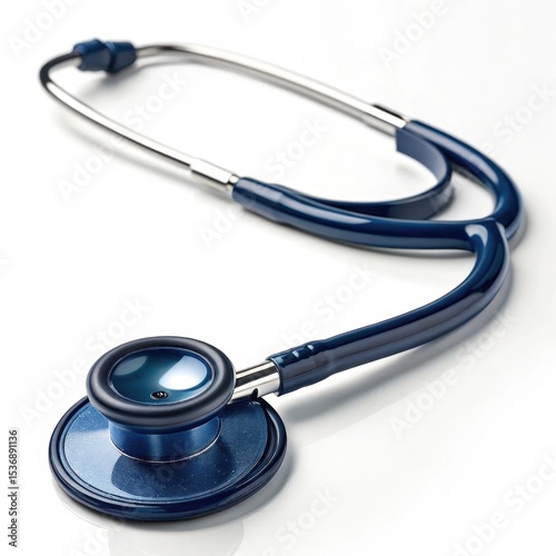 Blue stethoscope medical instrument isolated on transparent background