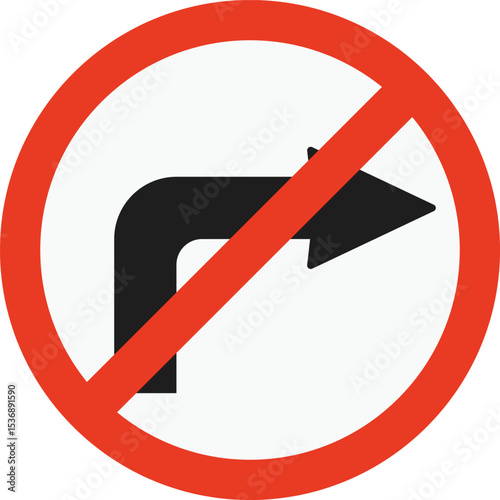 Do Not Turn Right Sign Traffic Sign Red And Black