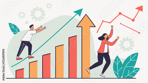 Teamwork and Growth Individuals Climbing the Success Ladder.