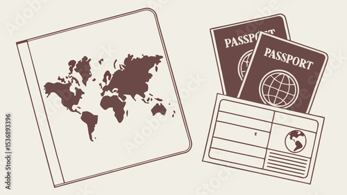 World Map Passport Travel Documents.