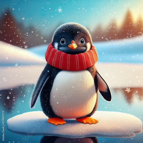 Shibi-Pinguinbaby mit Schal photo