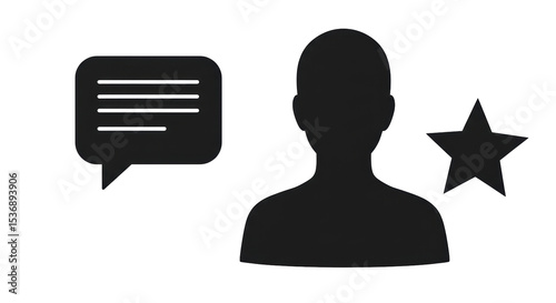 Isolated Profile with Speech Bubble and Star Rating