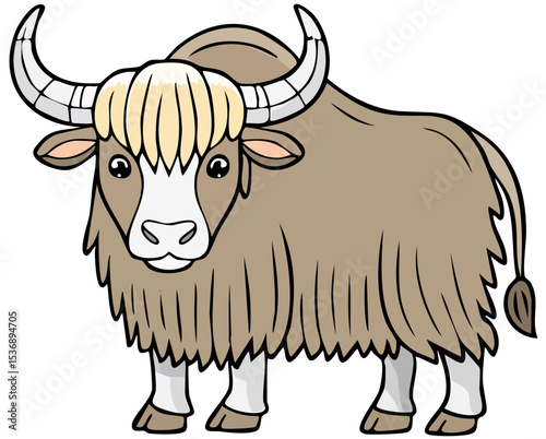Brown and White Yak Vector