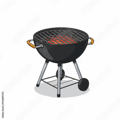 Isolated barbecue grill on a white background, perfect for hot outdoor cooking of meat over charcoal fire