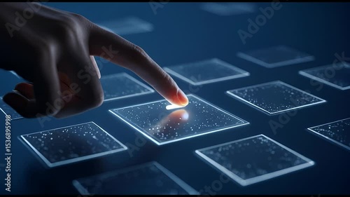 Touching Glowing Interface Choice Selection on Dark Background