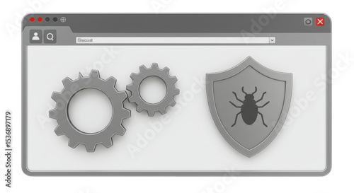 Isolated Browser Window with Gears and Security Shield