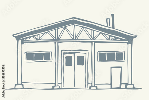Entrance to the barn. Vector drawing
