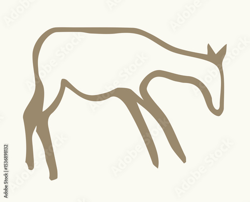 Primitive rock painting. Vector drawing