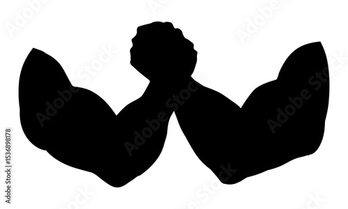 Hand wrestling contest. Vector drawing