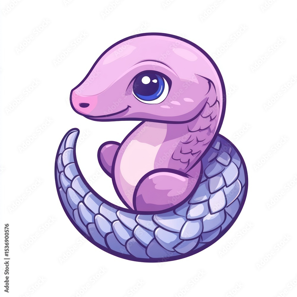 Fototapeta premium Cute, stylized pangolin illustration
