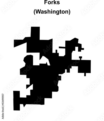 Forks (Washington) blank outline map