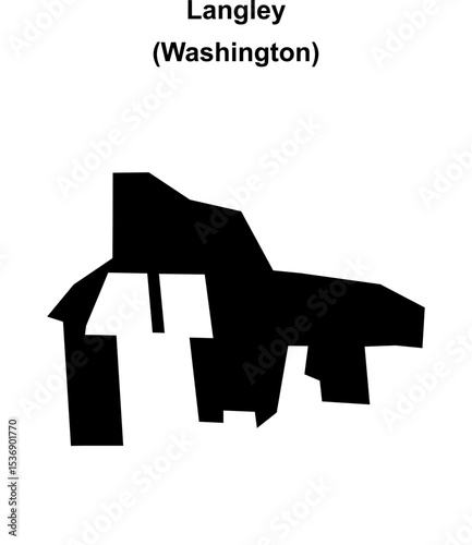 Langley (Washington) blank outline map