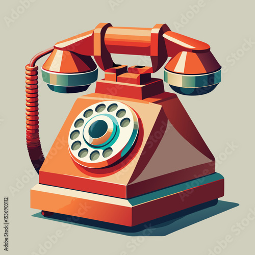Vintage Rotary Telephone – Retro Communication Device Vector