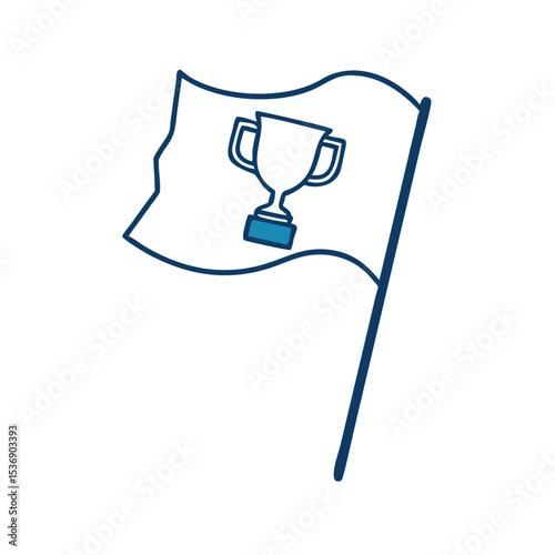 Victory flag with trophy icon, perfect for celebrating winners, sports events, and achievement recognition