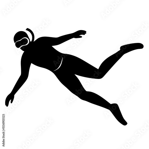 Swimming Diver Silhouette Vector
