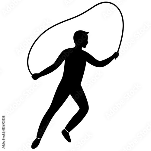 Skipping Rope Exercise Silhouette Vector