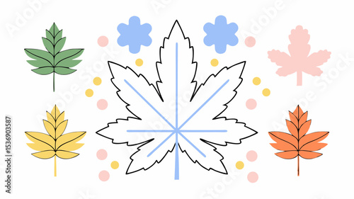 Stylized Snowflake Leaf Design Vector