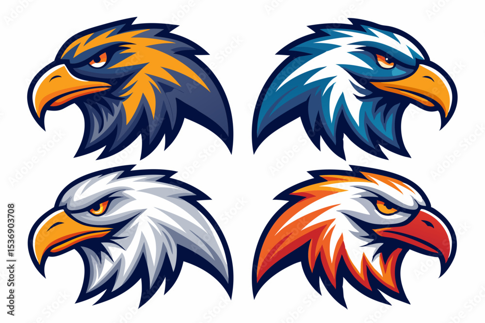 Fototapeta premium Fierce Eagle Mascot Head Set
