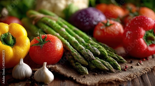 Fresh colorful vegetables in artistic arrangement, celebrating natural vibrancy and healthy living