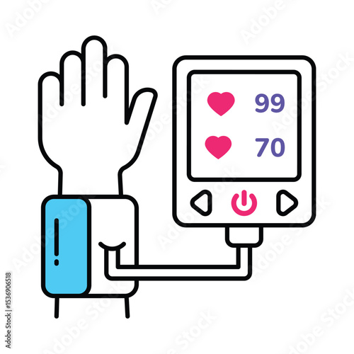 Blood pressure monitor Vector Filled outline illustration style icon. EPS 10 