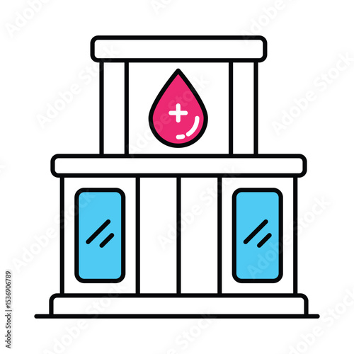 Blood Bank Vector Filled outline illustration style icon. EPS 10 