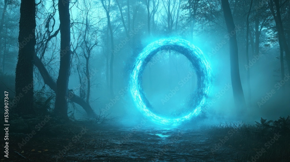 Fototapeta premium Mystical portal in a misty forest