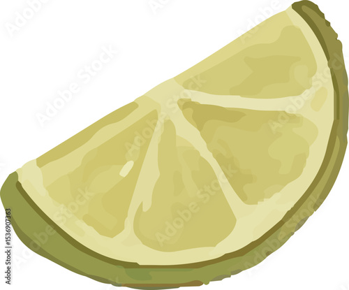 This vibrant illustration showcases a fresh lime slice, a key ingredient in traditional Thai dishes, adding zesty flavor to curries, soups, and salads. Its bright green and yellow hues reflect the fre