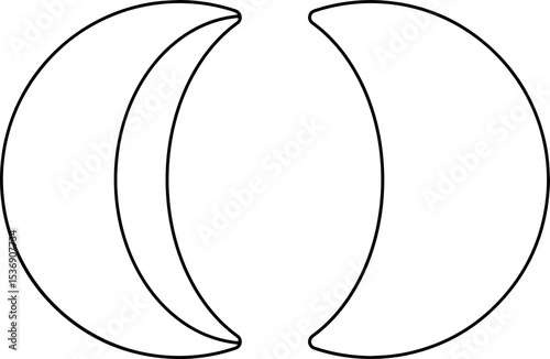 Jiaobei Blocks outline vector illustration. 
Simple shapes Wooden Divination blocks line.
Traditional Moon blocks isolated.
Transparent background. SVG.